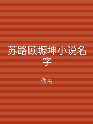 苏路顾塬坤小说名字